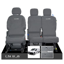 Load image into Gallery viewer, Peugeot Partner MK2 Front Inka Fully Tailored Waterproof Seat Covers Grey MY08-17 - R-SPORT Embroidery