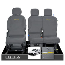 Load image into Gallery viewer, Peugeot Partner MK2 Front Inka Fully Tailored Waterproof Seat Covers Grey MY08-17 - R-SPORT Embroidery