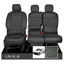 Load image into Gallery viewer, Peugeot Partner MK2 Front 1+2 INKA Bentley Leatherette Tailored Seat Covers Black MY 08-17