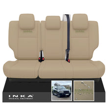 Load image into Gallery viewer, Range Rover SPORT L320 MK1 Rear Tailored Waterproof Seat Covers with Center Armrest Almond MY05-13 With Balmoral Edition Embroidery