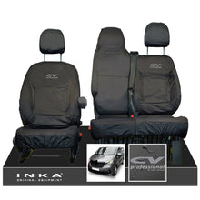 Load image into Gallery viewer, INKA Renault Trafic Sport (Business Plus) Tailored Waterproof Seat Covers Front Set 1+2 - Black MY14 Onwards