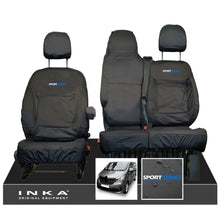 Load image into Gallery viewer, INKA Renault Trafic Sport (Business Plus) Tailored Waterproof Seat Covers Front Set 1+2 - Black MY14 Onwards