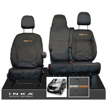 Load image into Gallery viewer, INKA Renault Trafic Sport (Business Plus) Tailored Waterproof Seat Covers Front Set 1+2 - Black MY14 Onwards