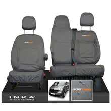 Load image into Gallery viewer, INKA Renault Trafic Sport (Business Plus) Tailored Waterproof Seat Covers Front Set 1+2 - Grey MY14 Onwards