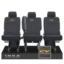 Load image into Gallery viewer, VW Transporter Shuttle T6.1, T6 Rear 1+1+1 Tailored Waterproof Seat Covers Black MY-15-23 - CV Professional Embroidery