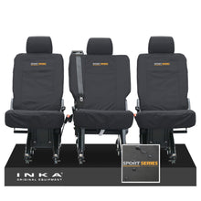 Load image into Gallery viewer, VW Transporter Shuttle T6.1, T6 Rear 1+1+1 Tailored Waterproof Seat Covers Black MY-15-23 - Sport-Series Embroidery