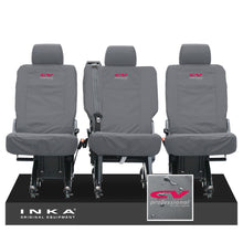 Load image into Gallery viewer, VW Transporter Shuttle T6.1, T6 Rear 1+1+1 Tailored Waterproof Seat Covers Grey MY-15-23 - CV Professional Embroidery