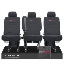 Load image into Gallery viewer, VW Transporter Shuttle T6.1, T6 Rear 1+1+1 Tailored Waterproof Seat Covers Black MY-15-23 - Sport-Series Embroidery