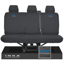 Load image into Gallery viewer, VW Transporter T6.1,T6,T5.1 INKA Rear Triple Tailored Waterproof Seat Cover Set Black MY 09-23 - CV Professional Embroidery