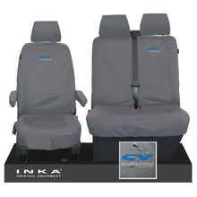 Load image into Gallery viewer, VW Transporter Shuttle T6.1, T6 Front 1+2 Tailored Waterproof Seat Covers Grey MY-15-23 - CV Professional Embroidery