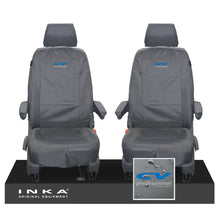 Load image into Gallery viewer, VW Transporter Shuttle T6.1, T6 Front 1+1 Tailored Waterproof Seat Covers Grey MY-15-23 - Plain (inferred) Embroidery