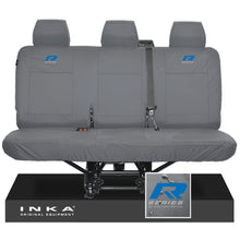 Load image into Gallery viewer, VW Transporter T6.1,T6,T5.1 INKA Rear Triple Tailored Waterproof Seat Cover Set Grey MY 09-23 - R-Series Embroidery