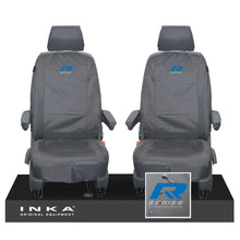 Load image into Gallery viewer, VW Transporter T6.1,T6,T5.1 INKA Front 1+1 Tailored Waterproof Seat Covers Grey - R-Series Embroidery