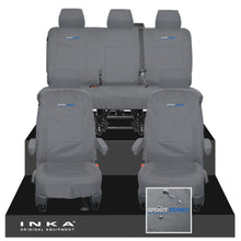 Load image into Gallery viewer, VW Transporter T6.1, T6, T5.1 INKA Front & Rear Tailored Waterproof Seat Covers Grey MY 10-24 - Sport-Series Embroidery