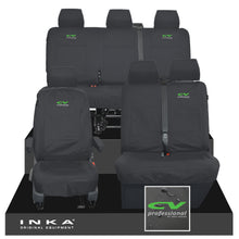 Load image into Gallery viewer, VW Transporter T6.1, T6, T5.1 Front 1+2 & Rear Triple Tailored Waterproof Seat Covers Black MY 10-24 - CV Professional Embroidery