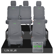 Load image into Gallery viewer, VW Transporter T6.1, T6, T5.1 Front 1+1 & Rear 2+1 Tailored Waterproof Seat Covers Grey MY 10-24 - CV-Series Embroidery