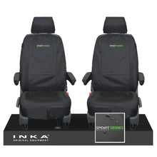 Load image into Gallery viewer, VW Transporter T6.1,T6,T5.1 INKA Front 1+1 Tailored Waterproof Seat Covers Black