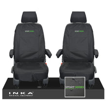 Load image into Gallery viewer, VW Transporter Shuttle T6.1, T6 Front 1+1 Tailored Waterproof Seat Covers Black MY-15-23
