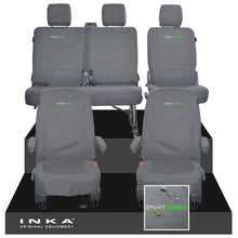 Load image into Gallery viewer, VW Transporter T6.1, T6, T5.1 Front 1+1 & Rear 2+1 Tailored Waterproof Seat Covers Grey MY 10-24 - Sport-Series Embroidery