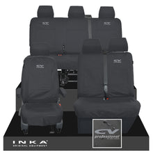 Load image into Gallery viewer, VW Transporter T6.1, T6, T5.1 Front 1+2 & Rear Triple Tailored Waterproof Seat Covers Black MY 10-24 - CV Professional Embroidery
