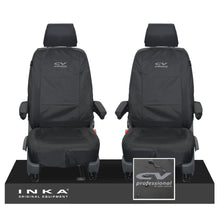 Load image into Gallery viewer, VW Transporter Shuttle T6.1, T6 Front 1+1 Tailored Waterproof Seat Covers Black MY-15-23 - Plain (inferred) Embroidery