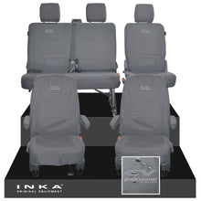 Load image into Gallery viewer, VW Transporter T6.1, T6, T5.1 Front 1+1 & Rear 2+1 Tailored Waterproof Seat Covers Grey MY 10-24 - CV-Series Embroidery