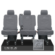 Load image into Gallery viewer, VW Transporter Shuttle T6.1, T6 Rear 1+1+1 Tailored Waterproof Seat Covers Grey MY-15-23 - R-Series Embroidery