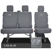 Load image into Gallery viewer, VW Transporter T6.1, T6 INKA Rear Set 2+1 Tailored Waterproof Seat Covers Grey - R-Series Embroidery