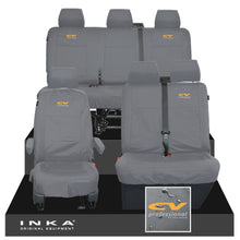 Load image into Gallery viewer, VW Transporter T6.1, T6, T5.1 Front 1+2 & Rear Triple Tailored Waterproof Seat Covers Grey MY 10-24 - CV Professional Embroidery