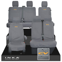 Load image into Gallery viewer, VW Transporter T6.1, T6, T5.1 Front 1+2 & Rear 2+1 Tailored Waterproof Seat Covers Grey MY-10-24 - CV-Series Embroidery
