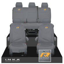 Load image into Gallery viewer, VW Transporter T6.1, T6, T5.1 INKA Front & Rear Tailored Waterproof Seat Covers Grey MY 10-24 - R-Series Embroidery