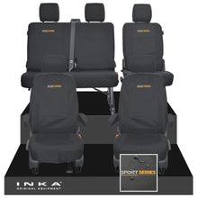 Load image into Gallery viewer, VW Transporter T6.1, T6, T5.1 Front 1+1 & Rear 2+1 Tailored Waterproof Seat Covers Black MY-10-24 - Sport-Series Embroidery