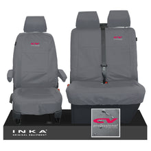 Load image into Gallery viewer, VW Transporter Shuttle T6.1, T6 Front 1+2 Tailored Waterproof Seat Covers Grey MY-15-23 - CV Professional Embroidery