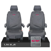 Load image into Gallery viewer, VW Transporter Shuttle T6.1, T6 Front 1+1 Tailored Waterproof Seat Covers Grey MY-15-23 - Plain (inferred) Embroidery