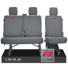 Load image into Gallery viewer, VW Transporter T6.1, T6 INKA Rear Set 2+1 Tailored Waterproof Seat Covers Grey - R-Series Embroidery