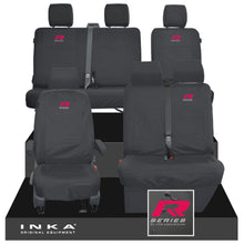 Load image into Gallery viewer, VW Transporter T6.1, T6, T5.1 Front 1+2 & Rear 2+1 Tailored Waterproof Seat Covers Black MY-10-24 - R-Series Embroidery