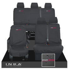 Load image into Gallery viewer, VW Transporter T6.1, T6, T5.1 Front 1+2 & Rear Triple Tailored Waterproof Seat Covers Black MY 10-24 - Sport-Series Embroidery