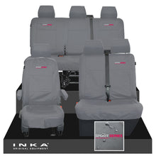 Load image into Gallery viewer, VW Transporter T6.1, T6, T5.1 Front 1+2 & Rear Triple Tailored Waterproof Seat Covers Grey MY 10-24 - Sport-Series Embroidery