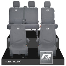 Load image into Gallery viewer, VW Transporter T6.1, T6, T5.1 Front 1+1 & Rear 2+1 Tailored Waterproof Seat Covers Grey MY 10-24 - R-Series Embroidery