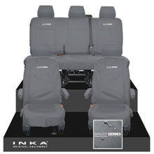Load image into Gallery viewer, VW Transporter T6.1, T6, T5.1 INKA Front & Rear Tailored Waterproof Seat Covers Grey MY 10-24 - Sport-Series Embroidery