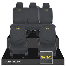 Load image into Gallery viewer, VW Transporter T6.1, T6, T5.1 INKA Front & Rear Tailored Waterproof Seat Covers Black MY 10-24 - CV Professional Embroidery