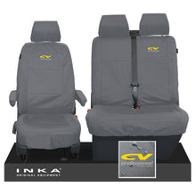 Load image into Gallery viewer, VW Transporter Shuttle T6.1, T6 Front 1+2 Tailored Waterproof Seat Covers Grey MY-15-23 - CV Professional Embroidery