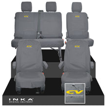Load image into Gallery viewer, VW Transporter T6.1, T6, T5.1 Front 1+1 & Rear 2+1 Tailored Waterproof Seat Covers Grey MY 10-24 - CV-Series Embroidery