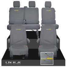 Load image into Gallery viewer, VW Transporter T6.1, T6, T5.1 Front 1+1 & Rear 2+1 Tailored Waterproof Seat Covers Grey MY 10-24 - Sport-Series Embroidery