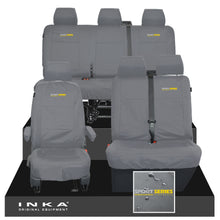 Load image into Gallery viewer, VW Transporter T6.1, T6, T5.1 Front 1+2 & Rear Triple Tailored Waterproof Seat Covers Grey MY 10-24 - Sport-Series Embroidery
