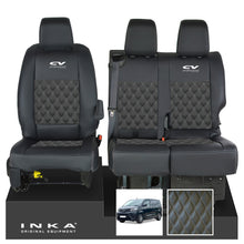 Load image into Gallery viewer, Toyota Proace INKA Front 1+2 Bentley Diamond Quilt Leatherette Tailored Seat Covers Black MY16 To Present - CV Professional Embroidery