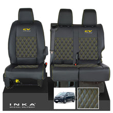 Load image into Gallery viewer, Toyota Proace INKA Front 1+2 Bentley Diamond Quilt Leatherette Tailored Seat Covers Black MY16 To Present - CV Professional Embroidery