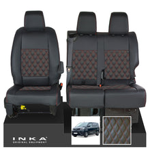 Load image into Gallery viewer, Toyota Proace INKA Front 1+2 Bentley Diamond Quilt Leatherette Tailored Seat Covers Black MY16 To Present - Plain Embroidery