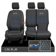 Load image into Gallery viewer, Ford Transit Connect Front 1+2 INKA Bentley Leatherette Tailored Seat Covers Black MY13-24 - CV Sport Embroidery