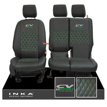 Load image into Gallery viewer, Ford Transit Connect Front 1+2 INKA Bentley Leatherette Tailored Seat Covers Black MY13-24 - CV Sport Embroidery